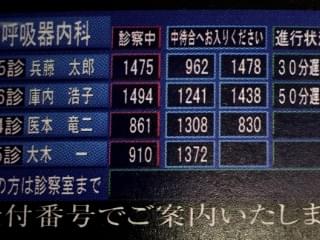 受付番号票の呼び出し画面